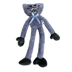 Poppy Playtime Huggy Wuggy Plush GreyGr Blue Ribbon Horror Game Monster Toy 2022